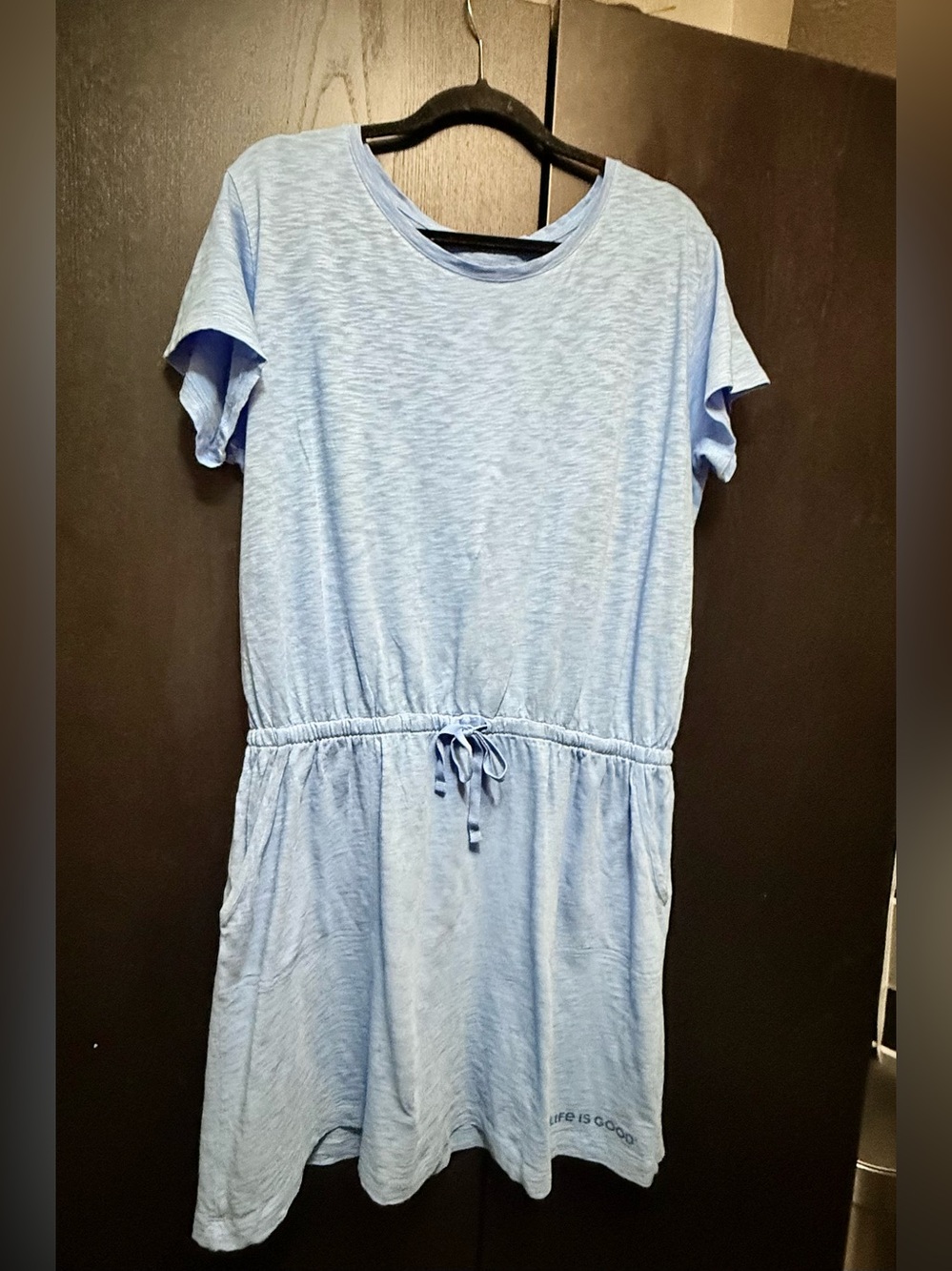 Light Blue Drawstring Waist Dress
